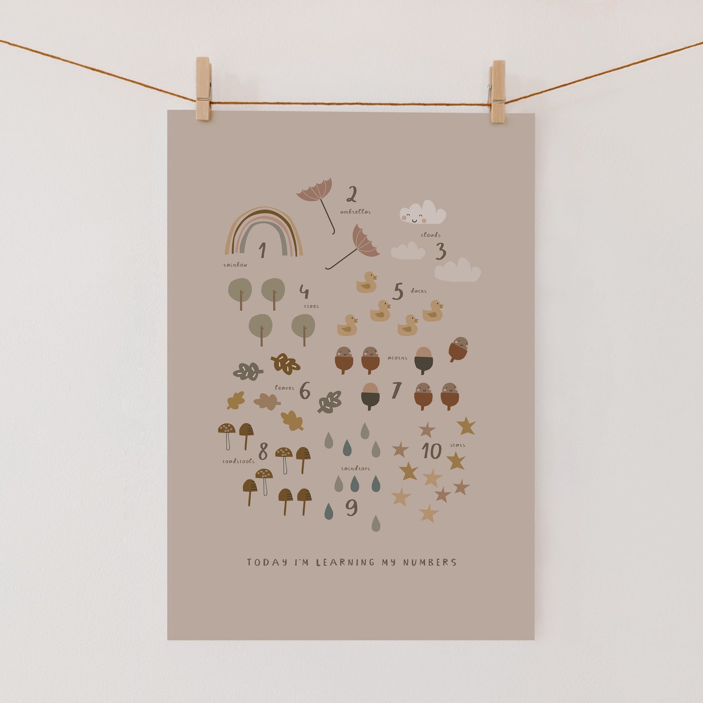 Today I'm Learning My Numbers, Educational Kids Art Print