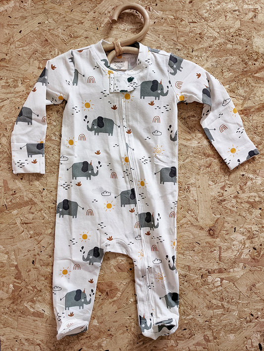 Elephant Organic Cotton Zip Sleepsuit