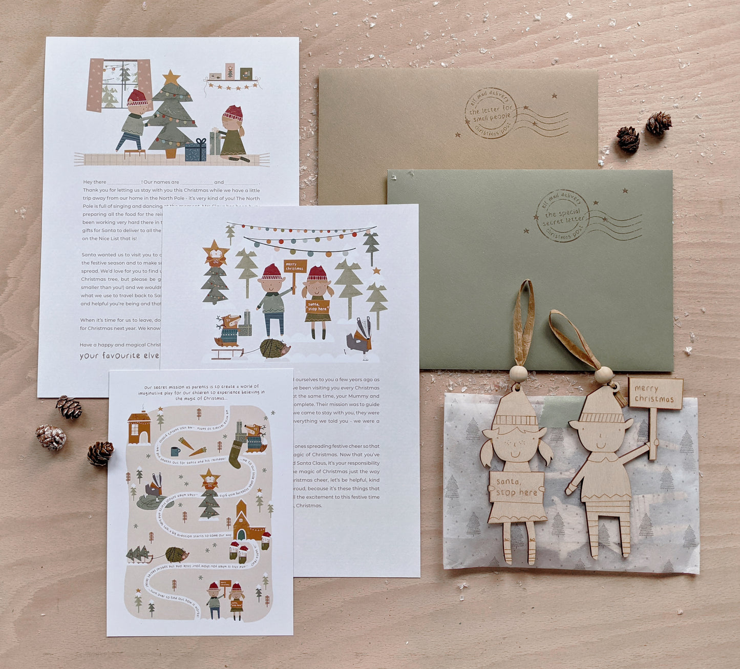 The Secrets of Santa, Personalised Christmas Elf Letters & Decoration Set