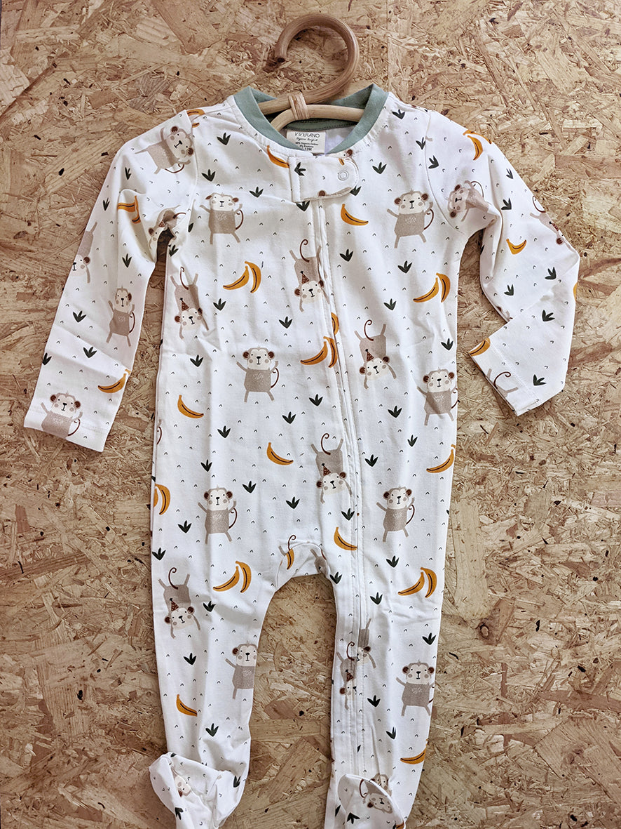 Monkey Organic Cotton Zip Sleepsuit
