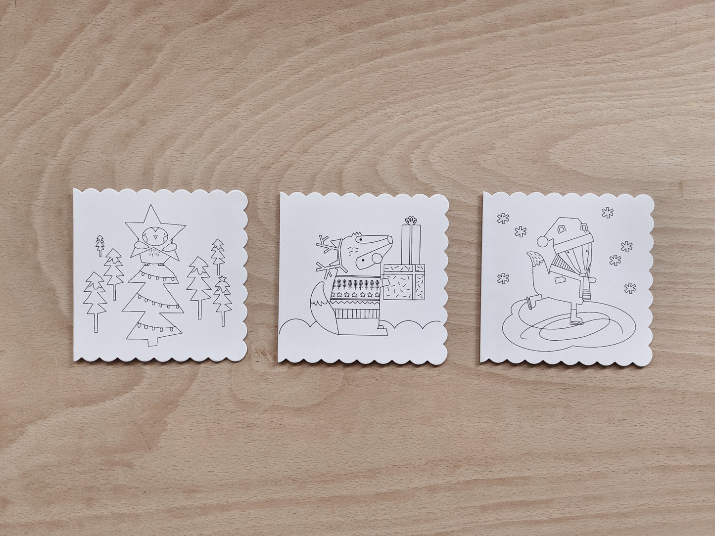 Kids Colouring Christmas Cards, Pack of 3