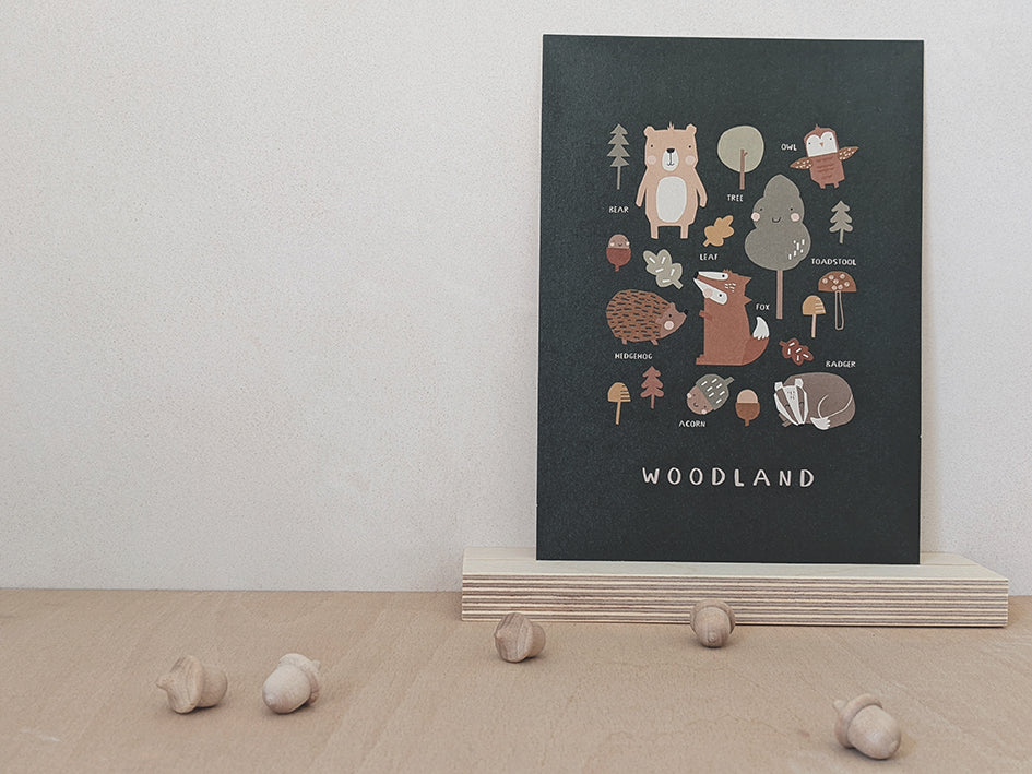 Woodland Animals Art Print, Moss Green