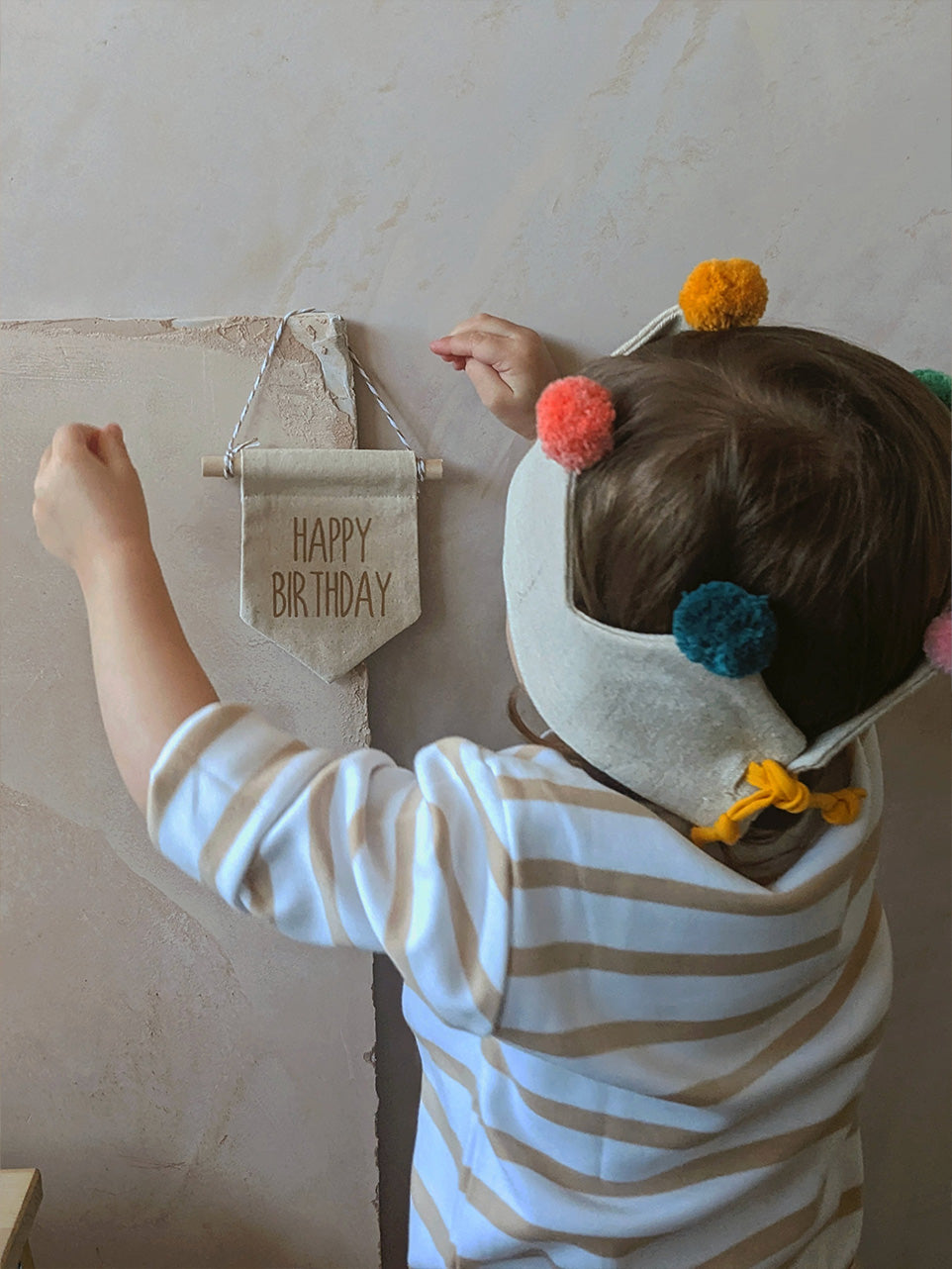Happy Birthday Mini Banner, caramel text