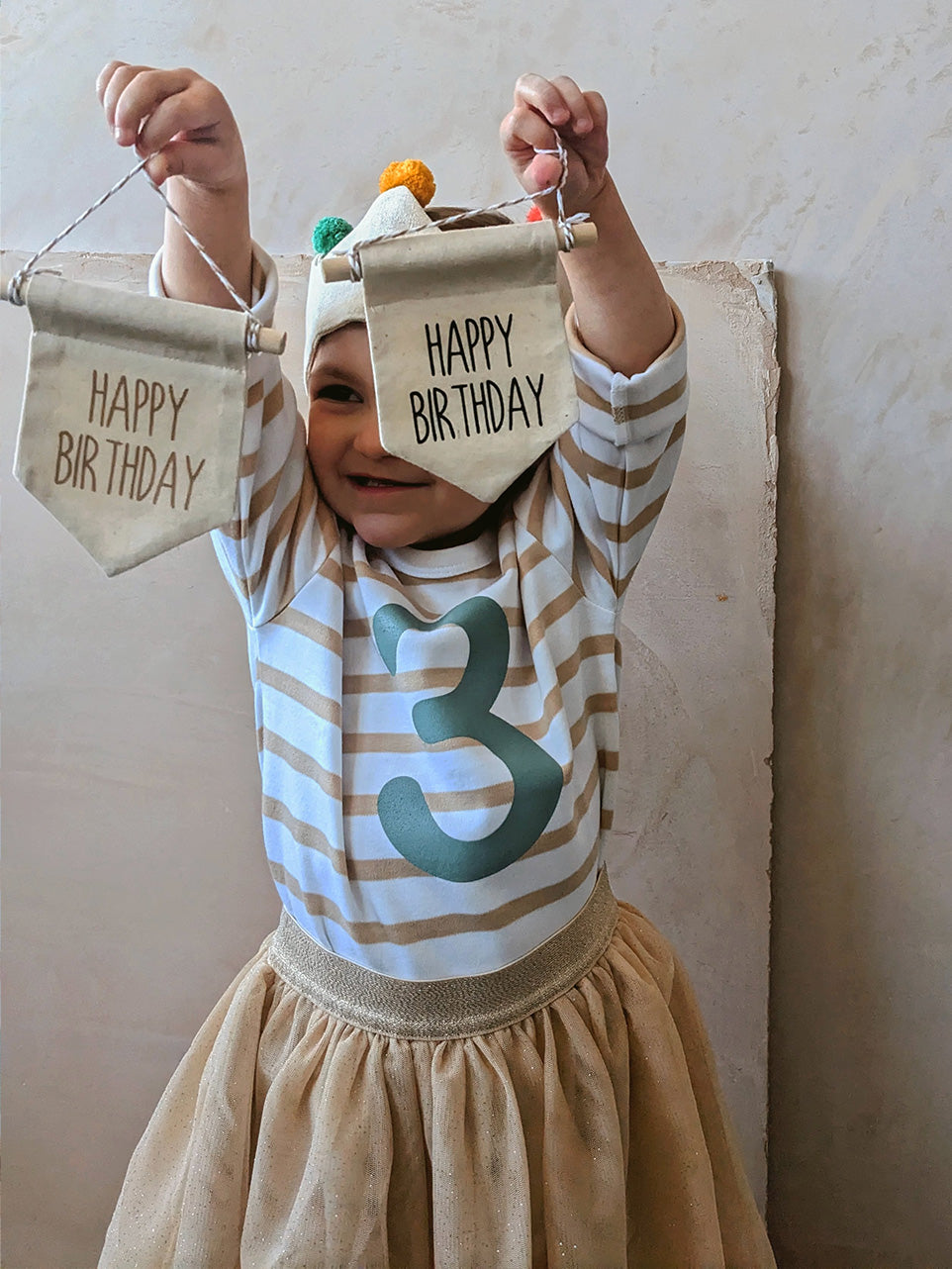 Happy Birthday Mini Banner, black text