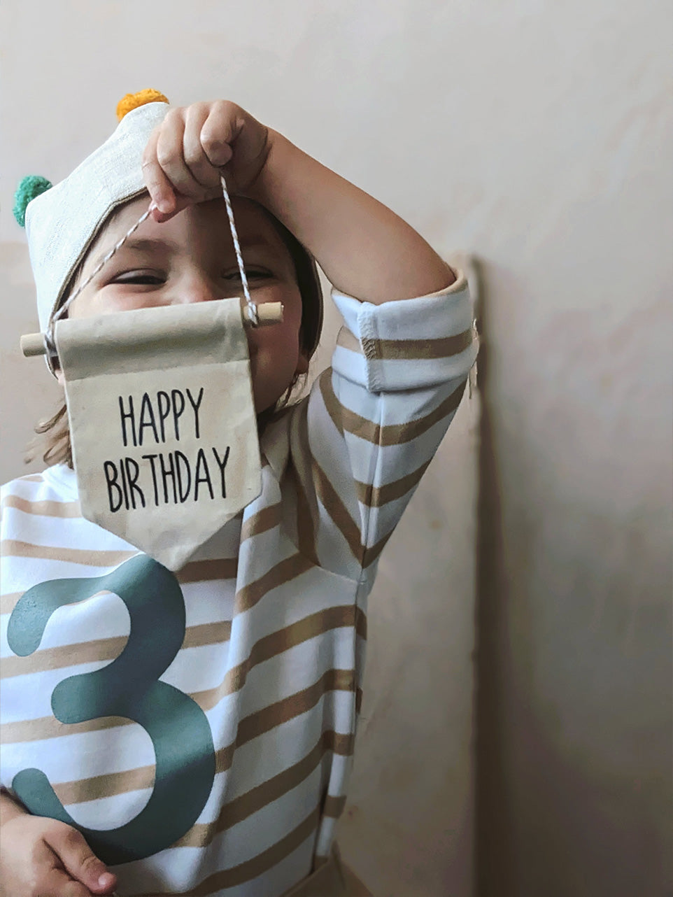 Happy Birthday Mini Banner, black text