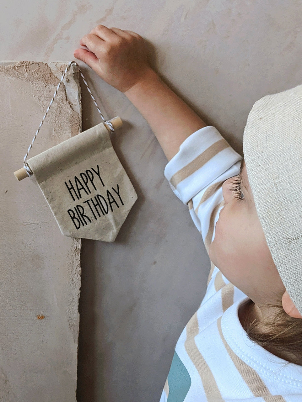 Happy Birthday Mini Banner, black text