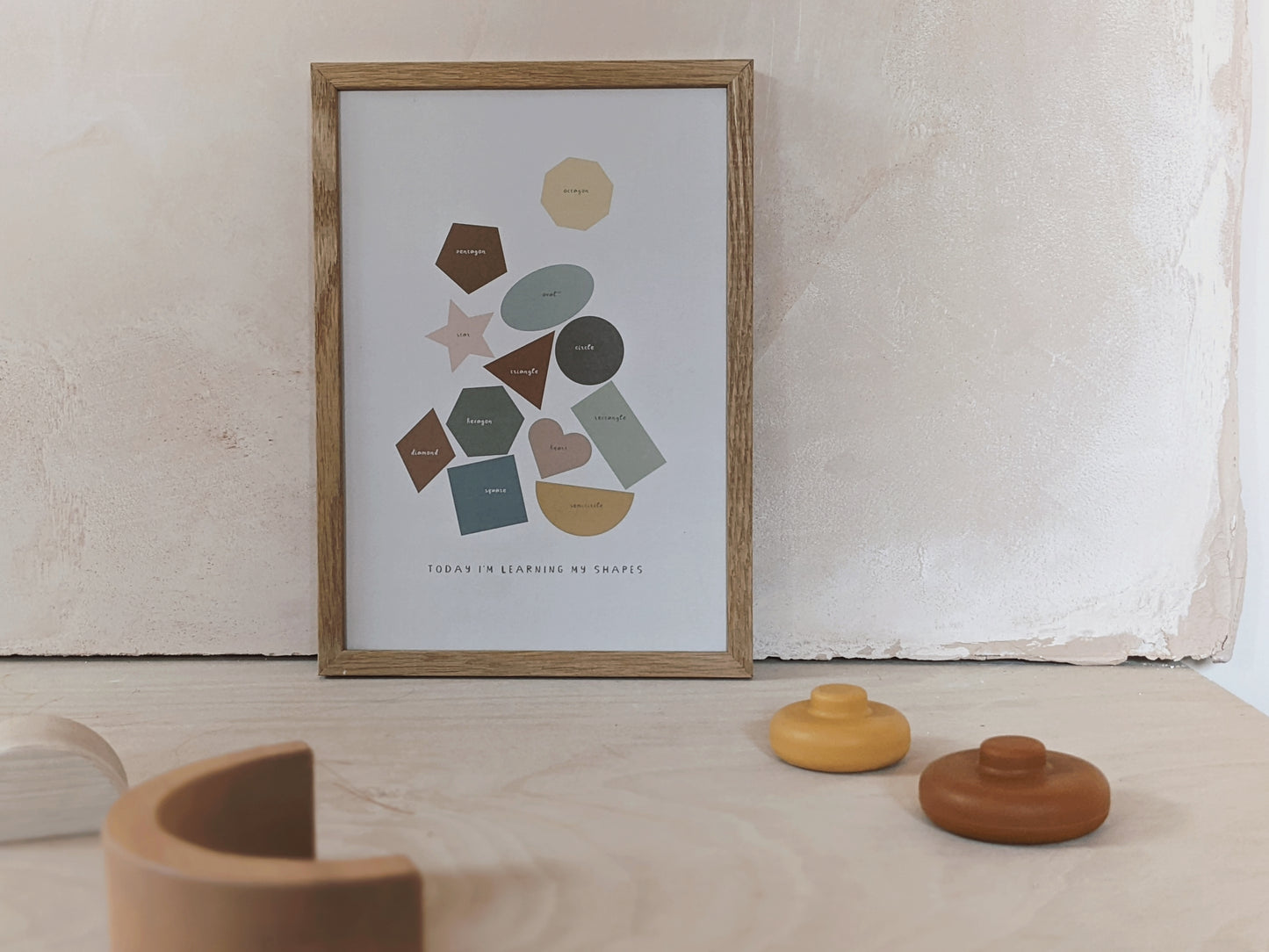 Today I'm Learning My Shapes, Educational Kids Art Print