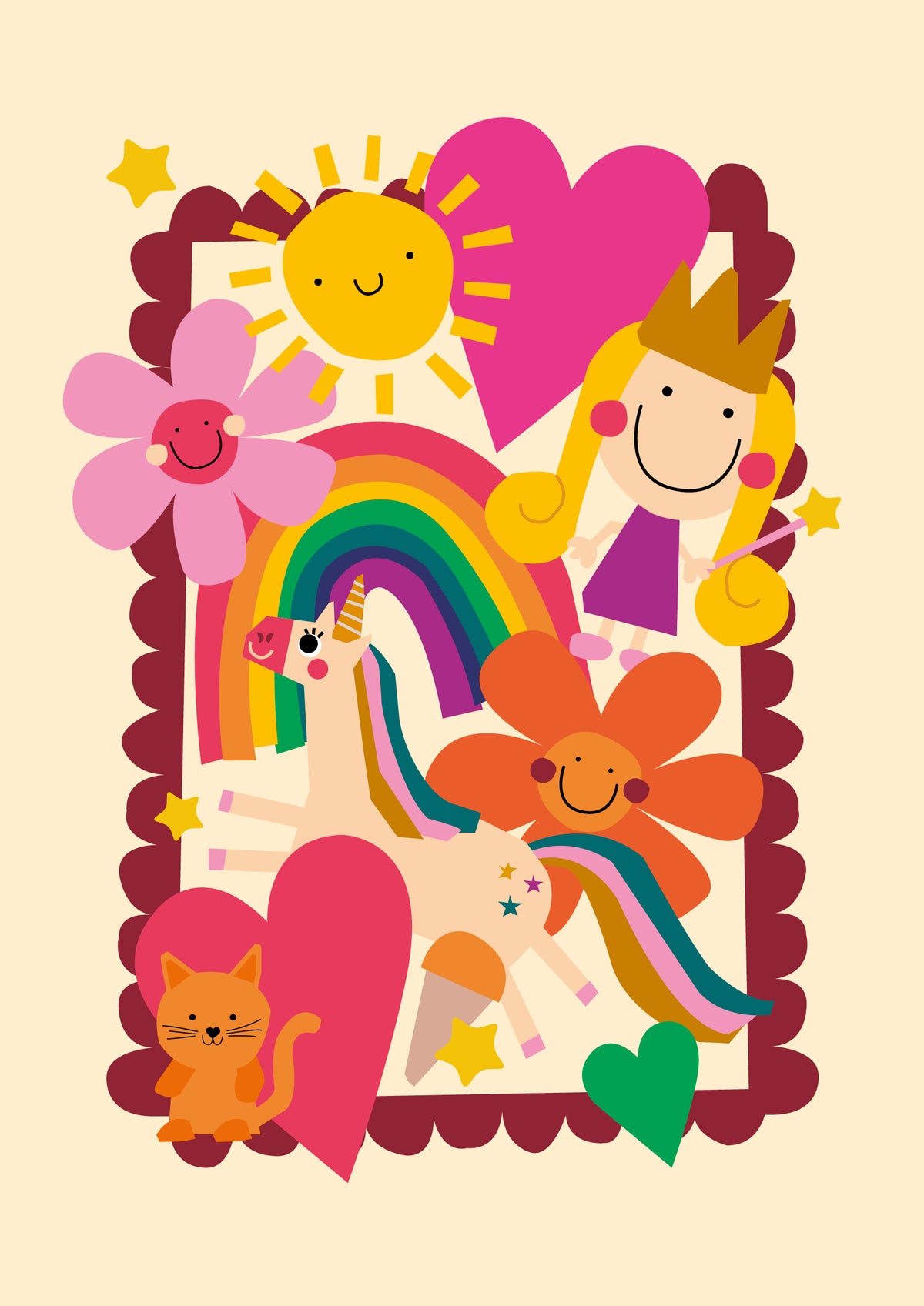 Magical Rainbow & Unicorn Digital Art Print