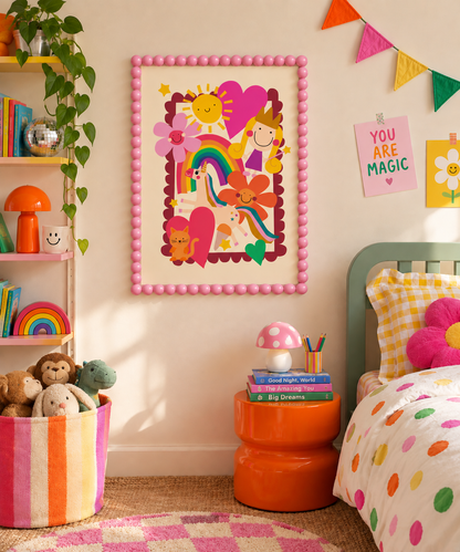 Magical Rainbow & Unicorn Digital Art Print