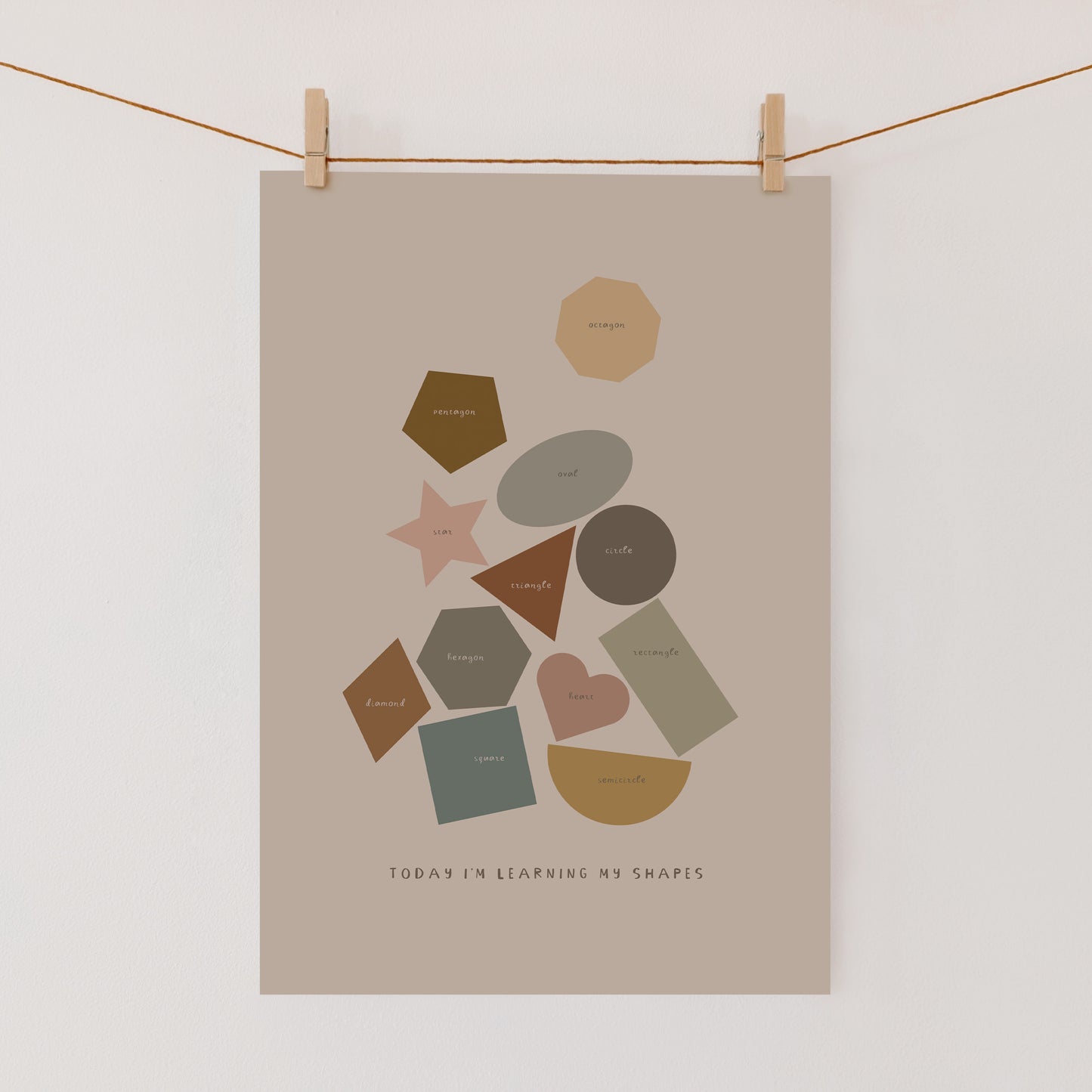 Today I'm Learning My Shapes, Educational Kids Art Print