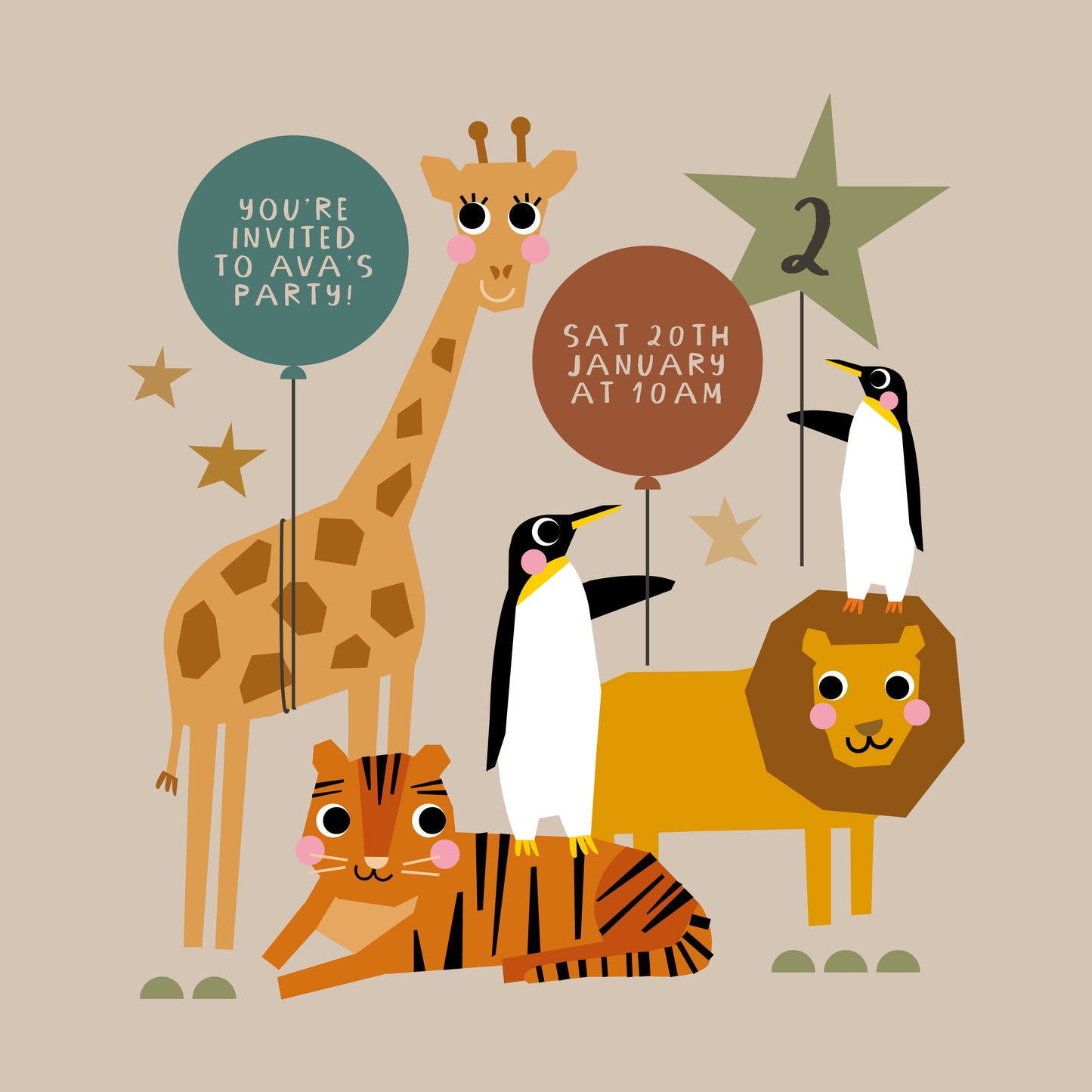 Digital Personalised Party Invite, Zoo