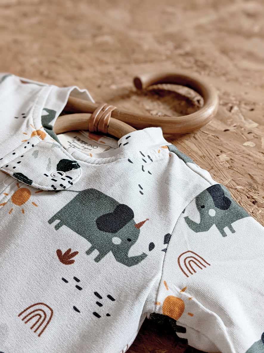 Elephant Organic Cotton Zip Sleepsuit