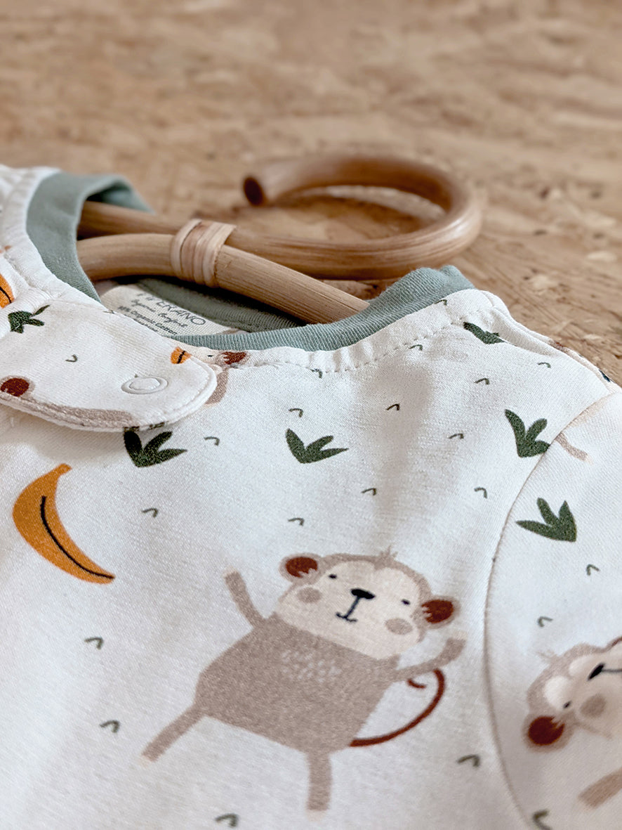 Monkey Organic Cotton Zip Sleepsuit