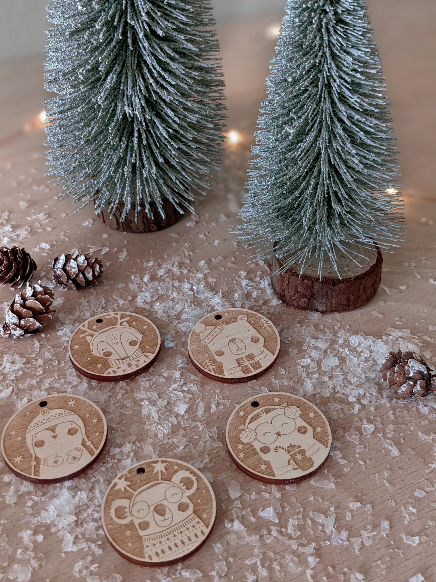 Wooden Christmas Gift Tags, Set of 5