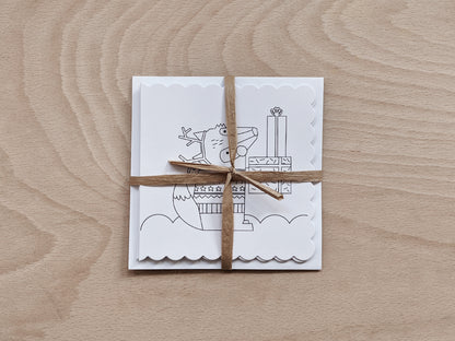 Kids Colouring Christmas Cards, Pack of 3