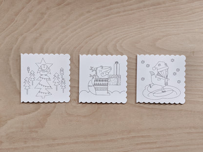 Kids Colouring Christmas Cards, Pack of 3