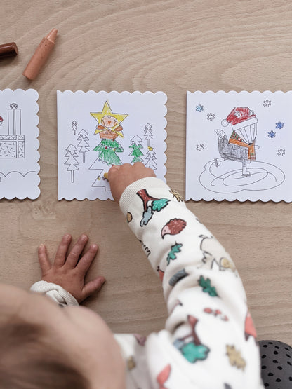 Kids Colouring Christmas Cards, Pack of 3