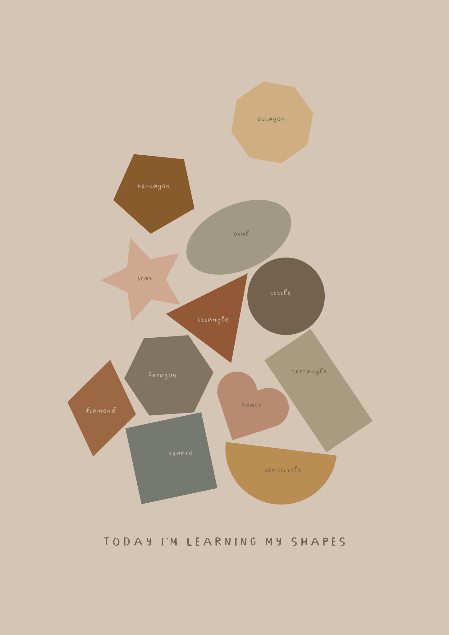 Today I'm Learning My Shapes, Educational Kids Art Print