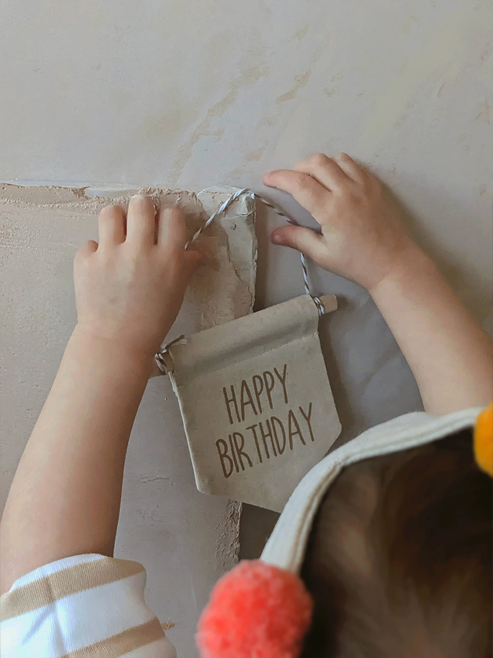 Happy Birthday Mini Banner, caramel text
