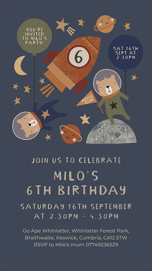 Digital Personalised Party Invite, Space